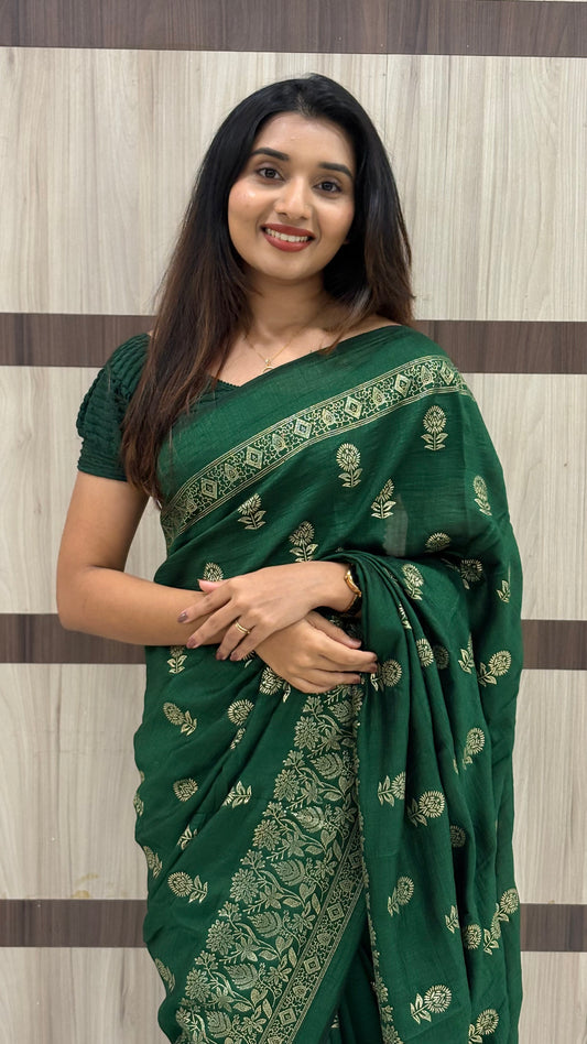 Vijitra Silk Saree with Golden Foil Butta & Banarasi Border – LB0011