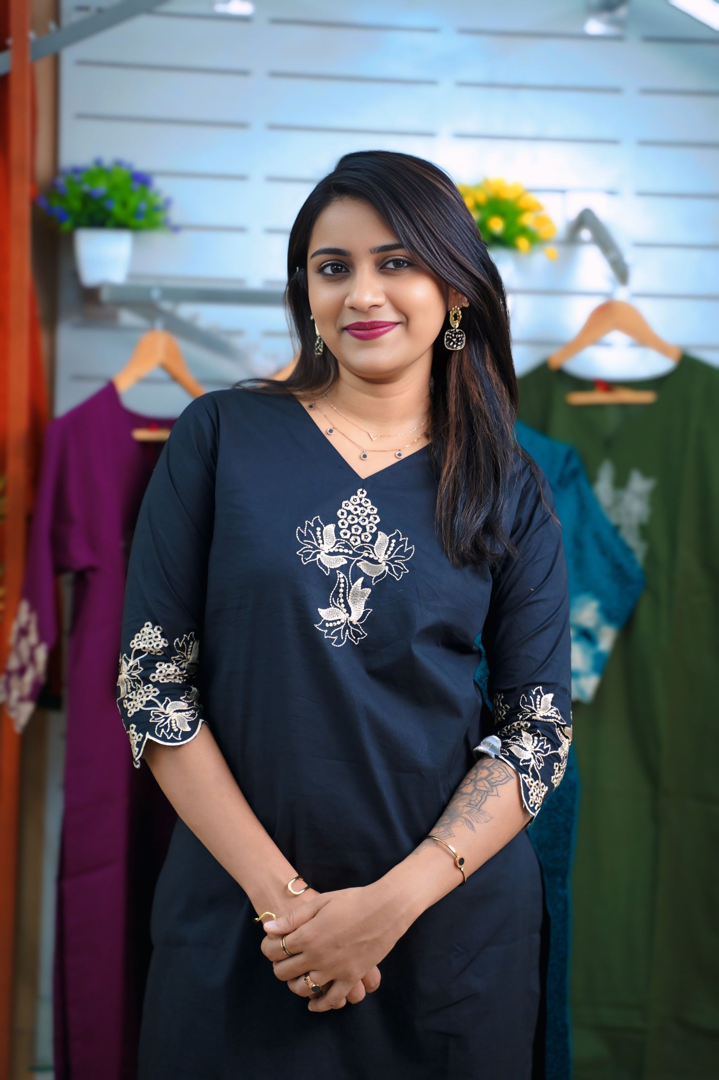 Women Dabu Cotton Coord Set with Embroidery | Daily & Work Wear-LB0022