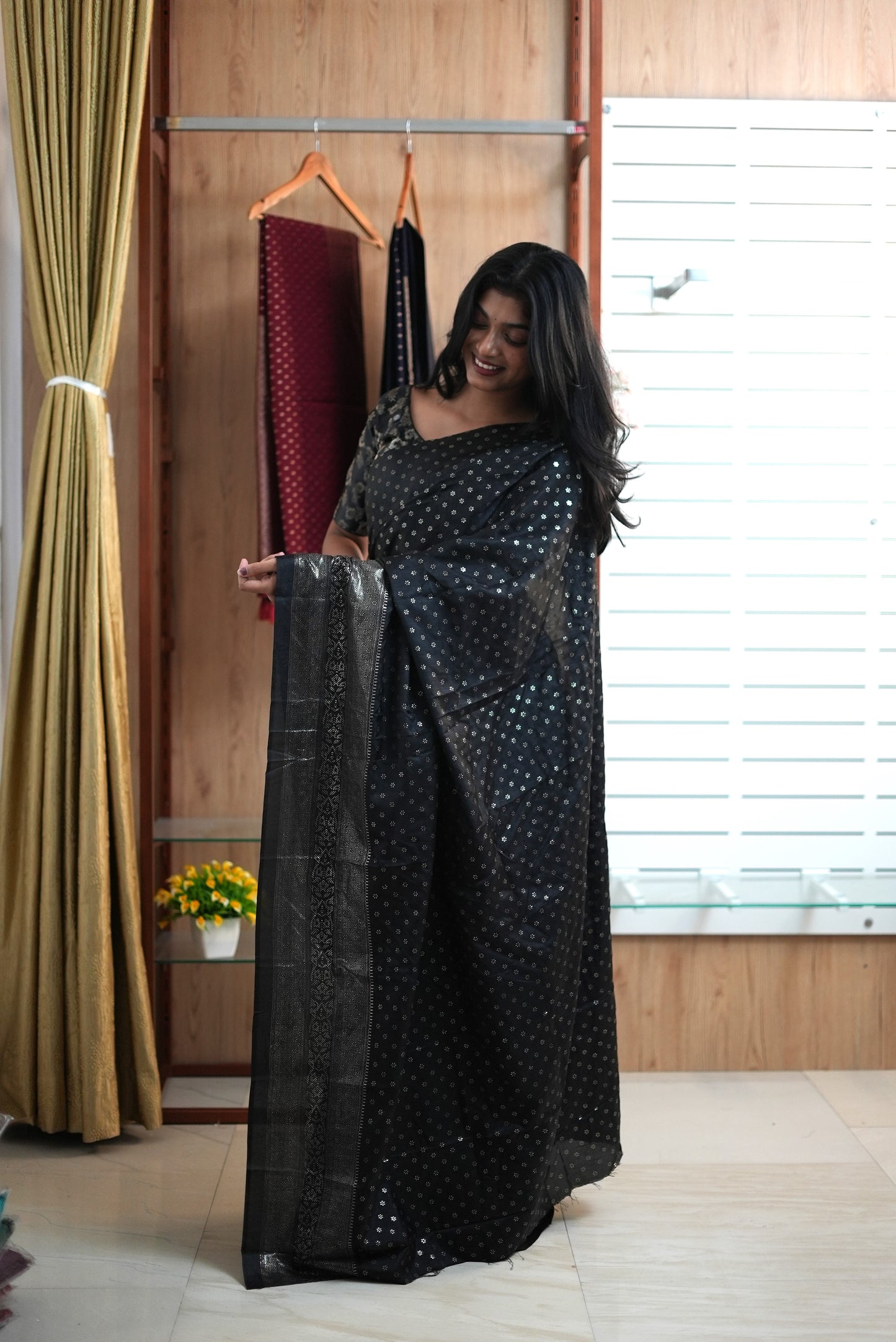 Women Kashmiri Silk Saree with Foil Print | Daily Wear-LB0026