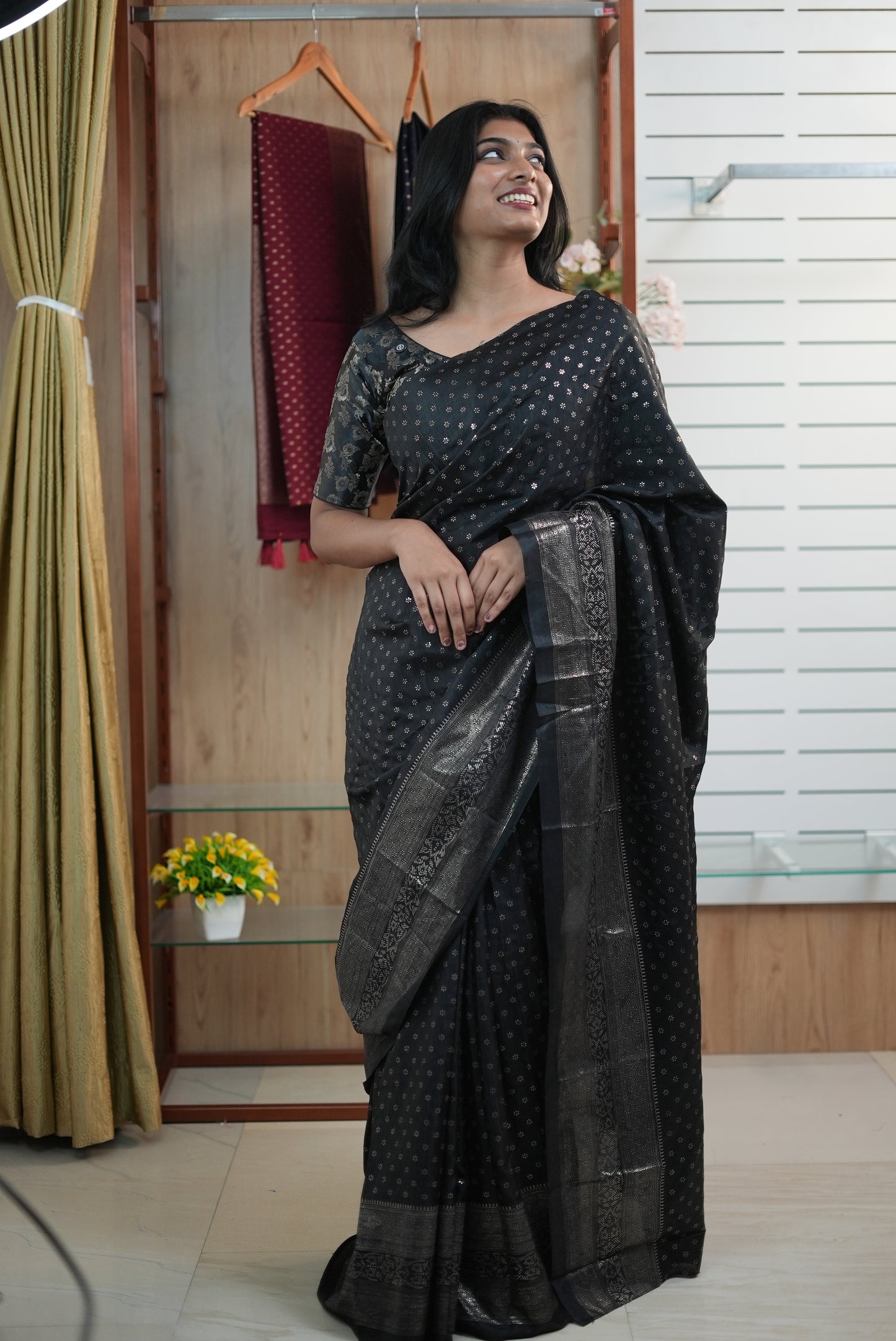 Women Kashmiri Silk Saree with Foil Print | Daily Wear-LB0026