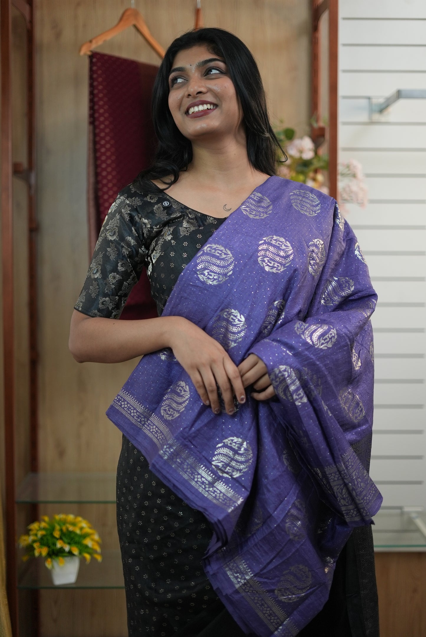 Women Kashmiri Silk Saree with Foil Print | Daily Wear-LB0026