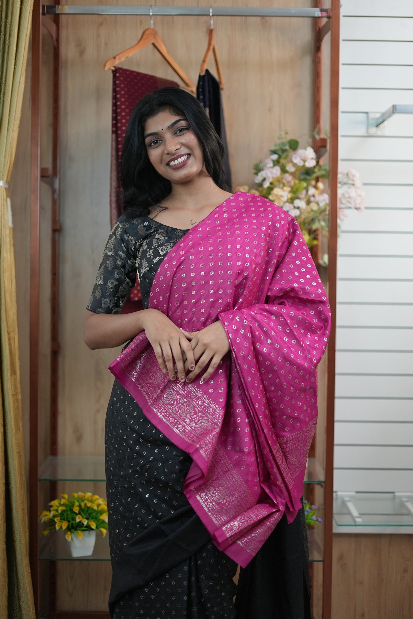 Women Kashmiri Silk Saree with Foil Print | Daily Wear-LB0026
