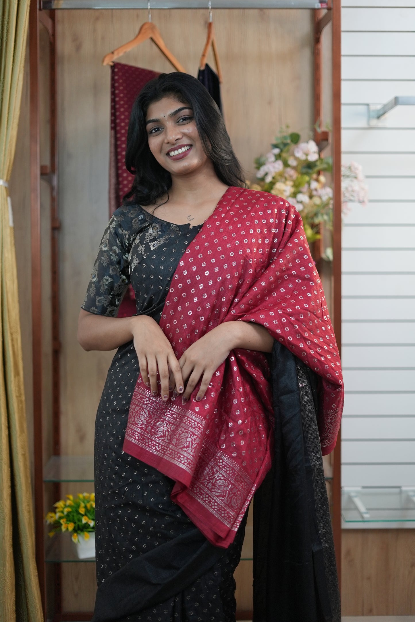 Women Kashmiri Silk Saree with Foil Print | Daily Wear-LB0026