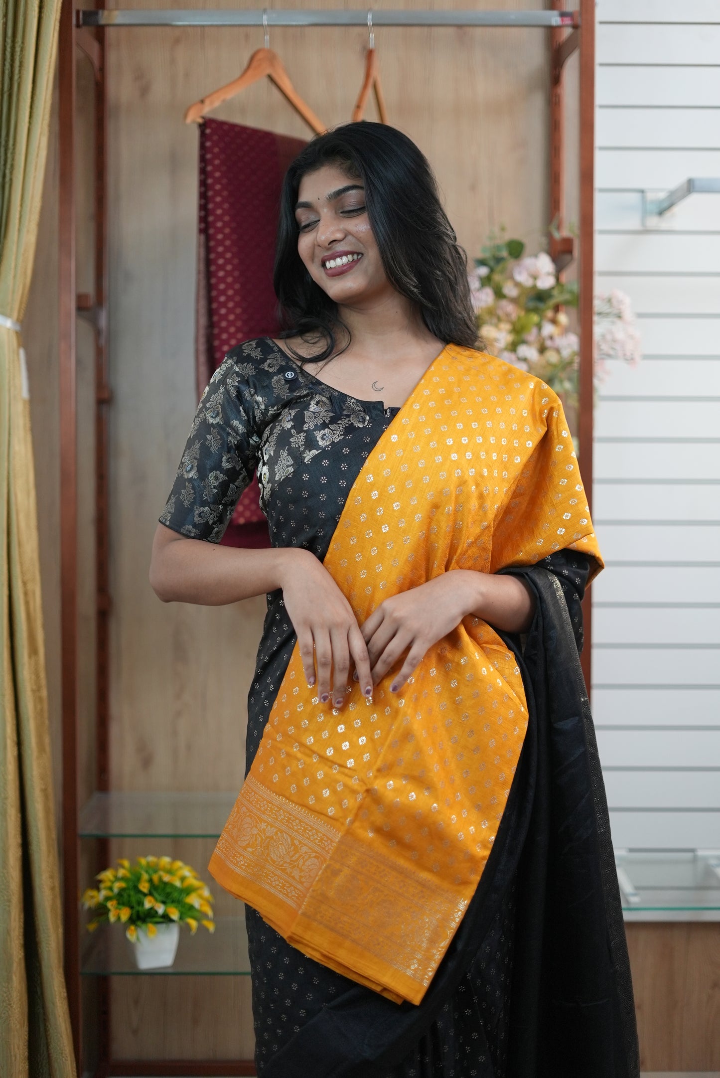 Women Kashmiri Silk Saree with Foil Print | Daily Wear-LB0026