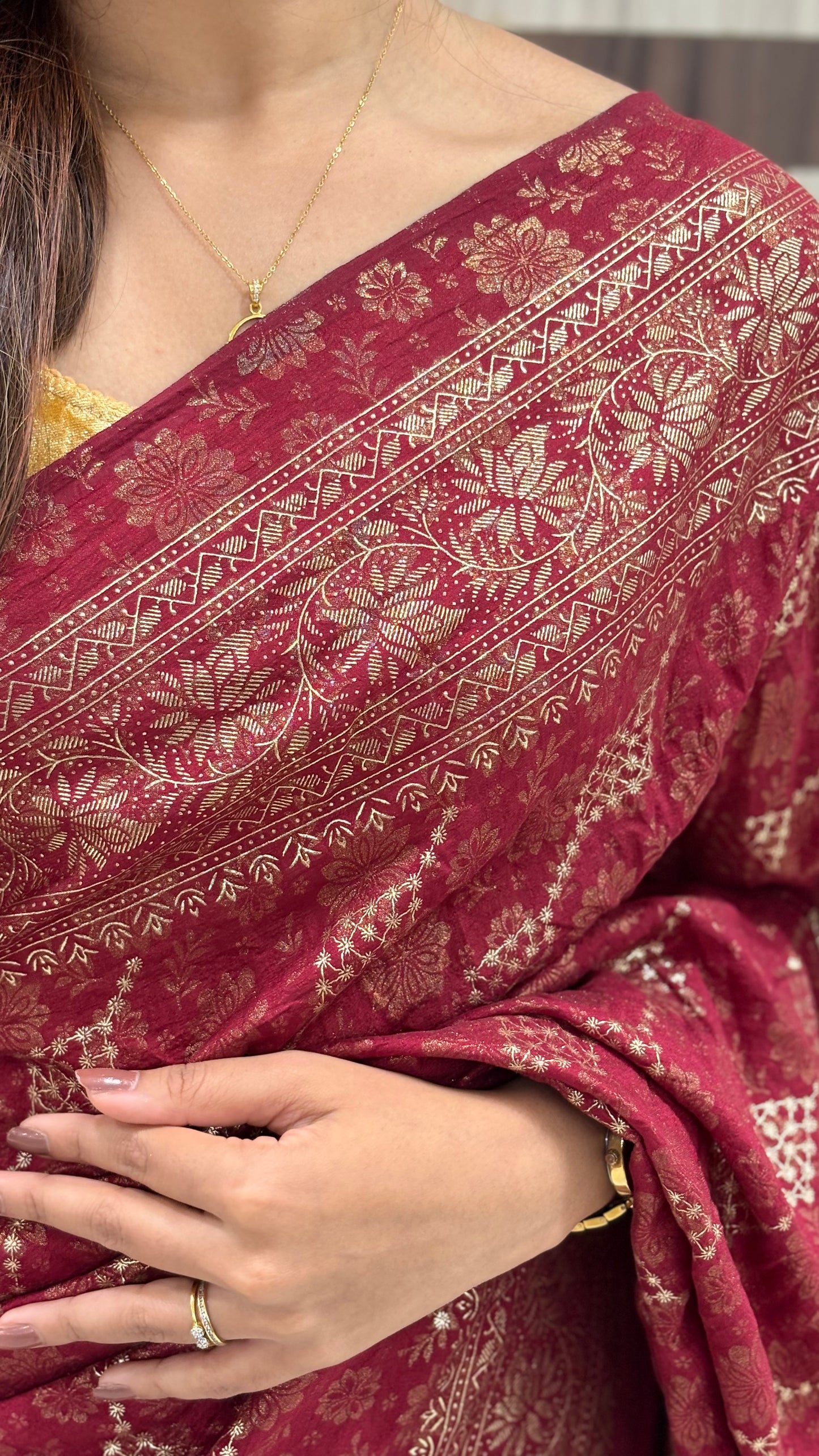 Vijitra Silk Saree with Foil Prints & Banarasi Border - Lb0012