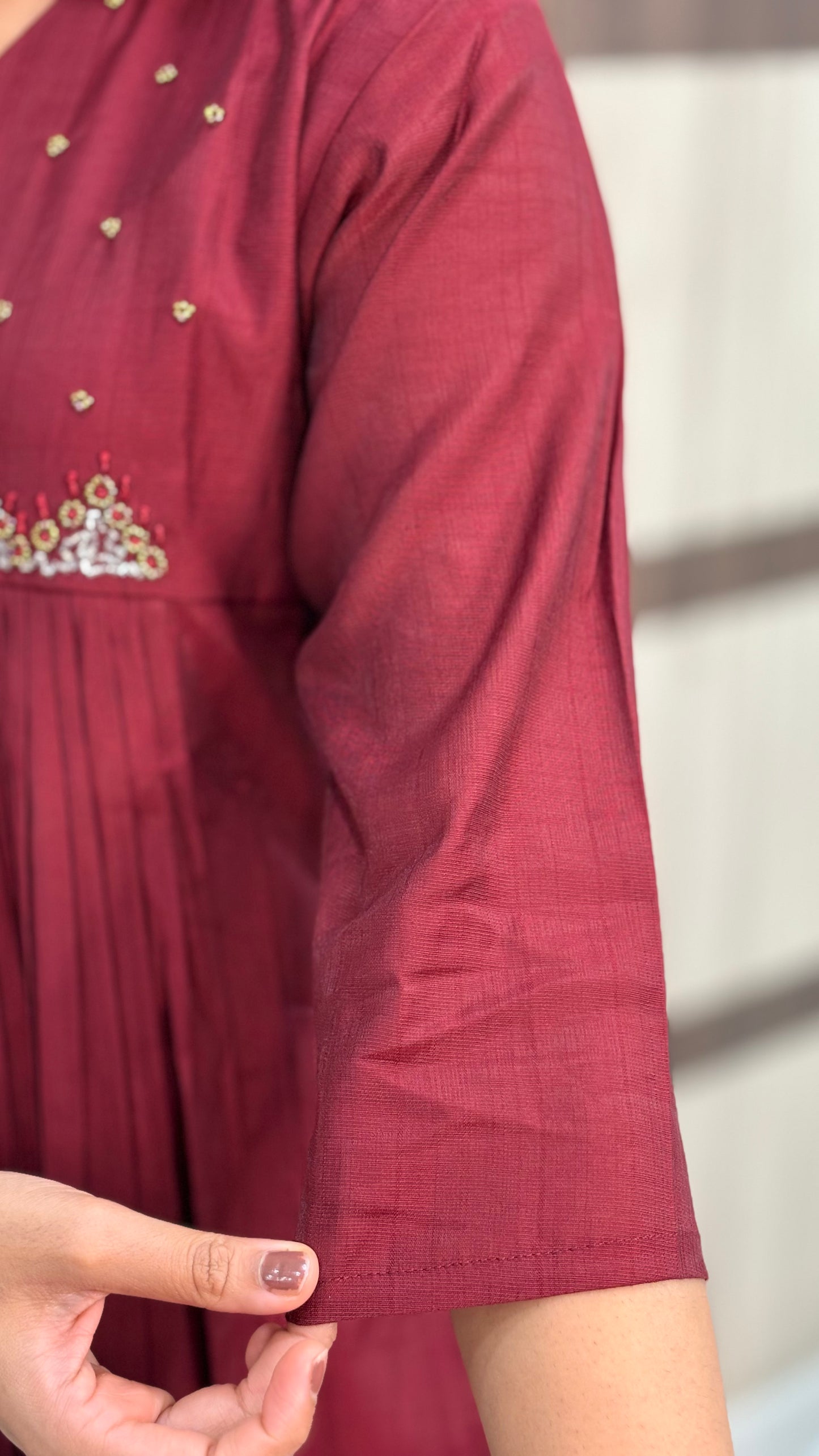 Premium Vertican Silk Coord Set with Beads Work – LB0017