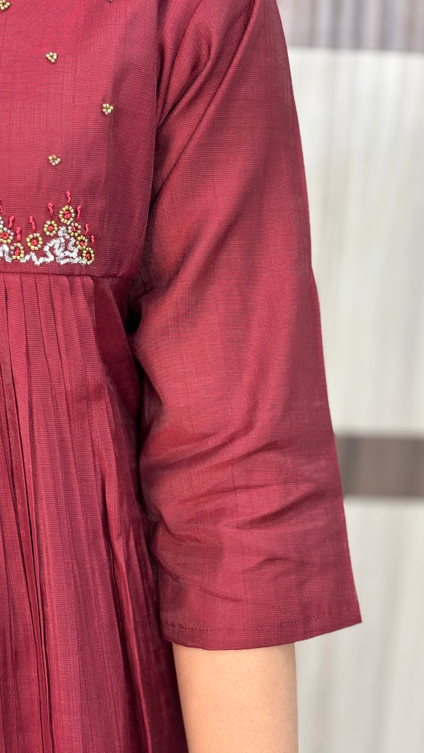 Premium Vertican Silk Coord Set with Beads Work – LB0017