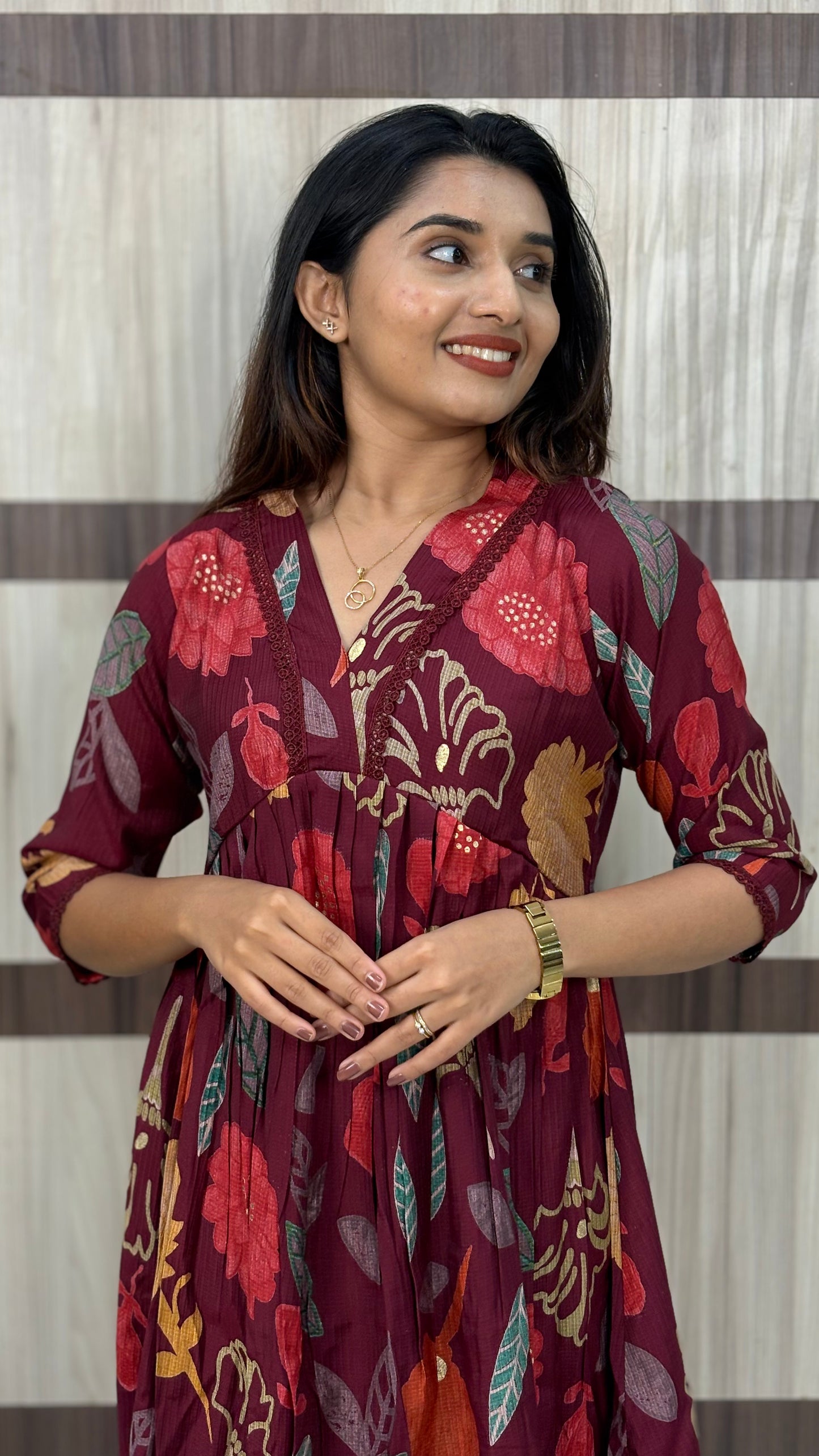 Premium Berlin Silk Alia Cut Coord Set with Lace Detailing – LB0018